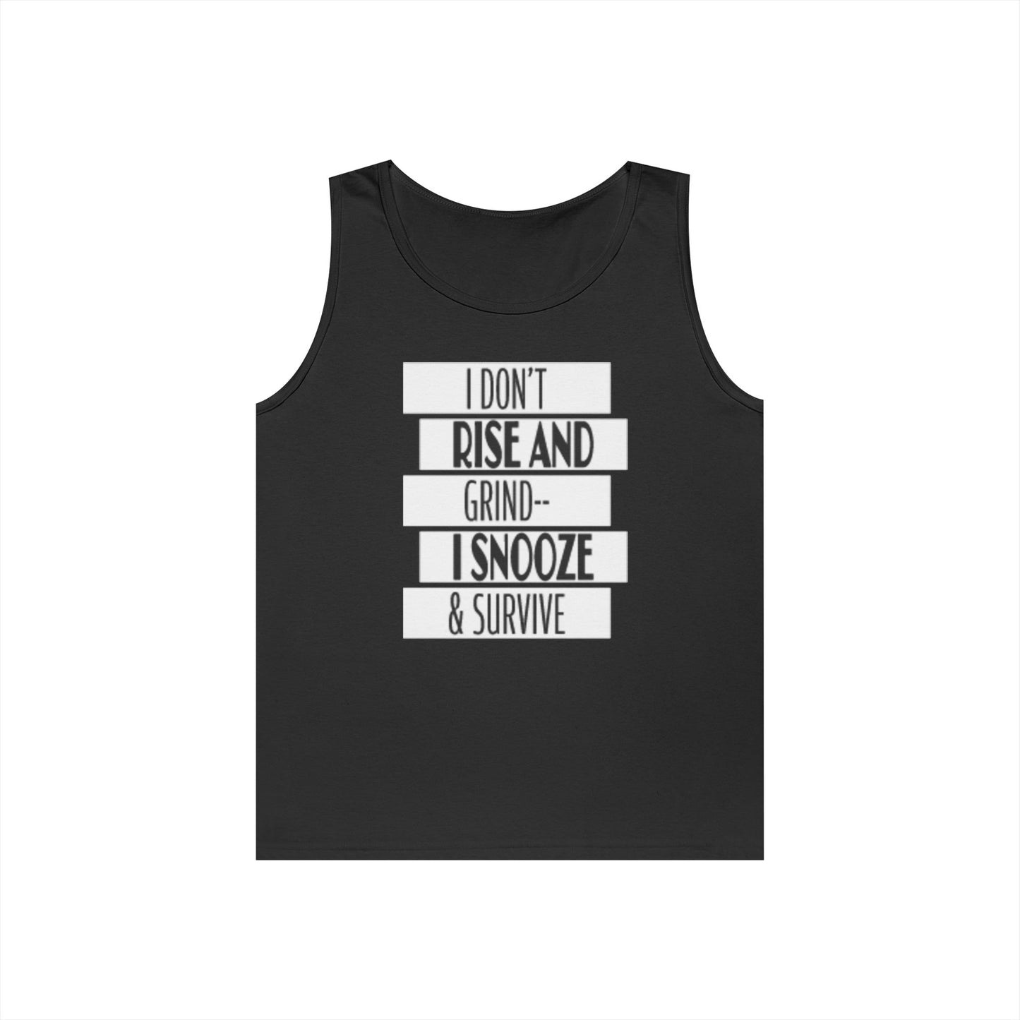 Heavy Cotton Tank Top with "I Don't Rise and Grind - I Snooze & Survive" Design - Relaxed Vibe, Perfect for Lazy Days, Gift for [...]
