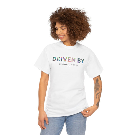Driven By Inspiration Unisex Heavy Cotton Tee, Motivational Shirt, Casual Wear, Gift Idea for Friends, Positive Vibes, Everyday Style