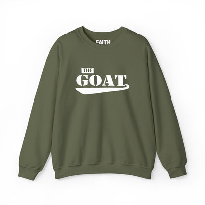 NEW FaithStyles Embroidery The GOAT Crewneck Sweatshirt – Bold White Graphic Pullover