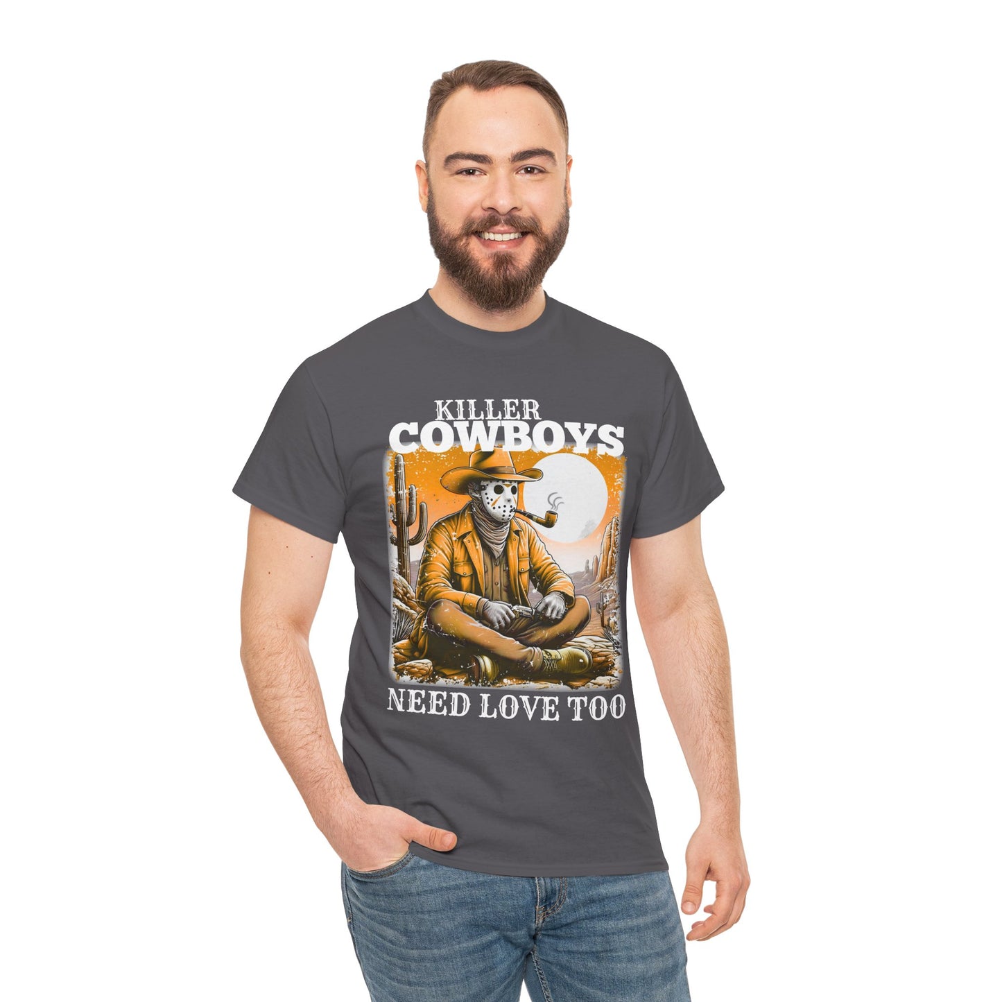 Killer Cowboys Graphic Tee, Unisex Heavy Cotton T-Shirt for Casual Wear, Cowboy Lover Gift, Western Occasion Apparel