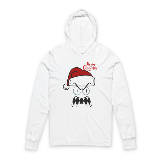 Christmas Angry Face Hoodie Tee — "Merry Christmas" Graphic Long Sleeve