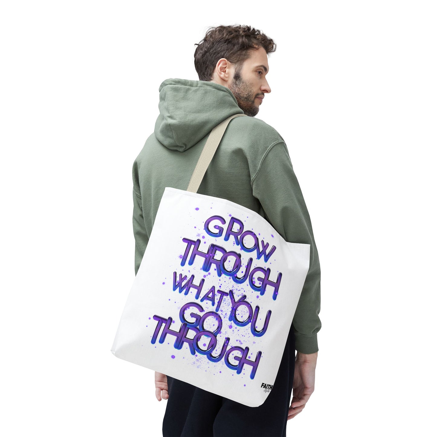 FaithStyles Tote — "Grow Through What You Go Through" Inspirational Quote Bag