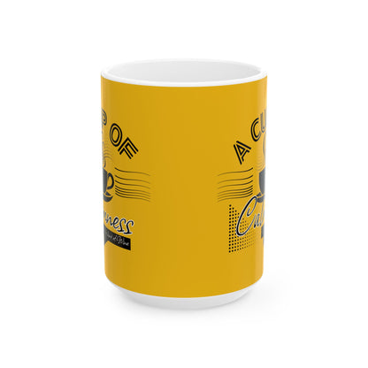 FaithStyles Coffee Lover Ceramic Mug — "A Cup of Calmness" Inspirational Yellow Coffee Mug (11oz, 15oz)