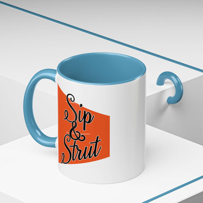 Accent Coffee Mug (11, 15oz) - Sip & Strut Design, Perfect Gift for Coffee Lovers, Home Office Decor, Unique Holiday Present, Ceramic [...]