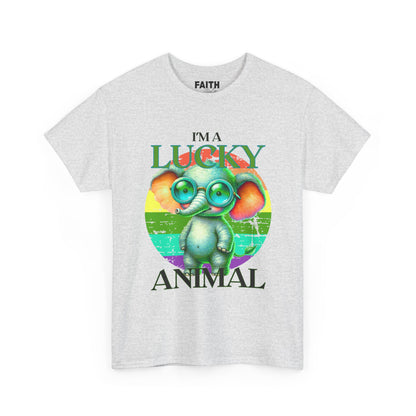 Lucky Animal Unisex Heavy Cotton Tee, Cute Gift for Animal Lovers, Casual Streetwear, St. Patrick's Day, Birthday Apparel