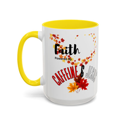 Faith & Caffeine Fall Coffee Mug | Perfect for Autumn Lovers, Thanksgiving Gift, Religious Coffee Cup, Inspirational Drinkware, Cozy Vibes