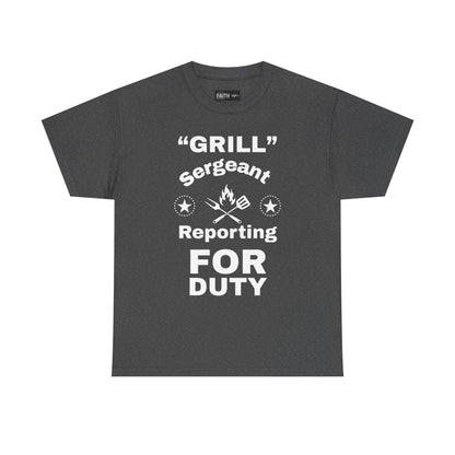 Grill Sergeant Tee - Perfect for BBQs, Father's Day Gift, Unisex Cotton T-Shirt, Outdoor Parties, Cooking Enthusiasts