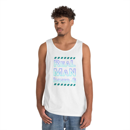Real Man Inner G Unisex Heavy Cotton Tank Top, Motivational Gym Wear, Summer Fashion, Casual Outift, Gift for Him, Inspirational Tank