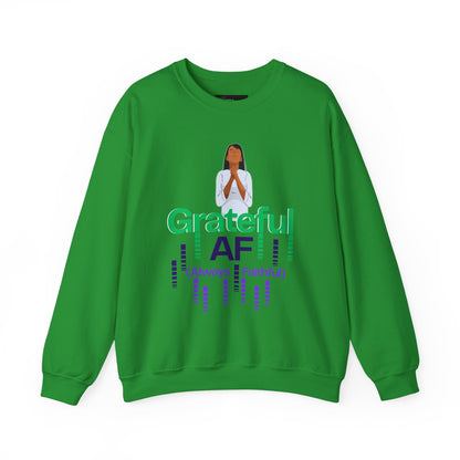 Women Grateful AF Crewneck Sweatshirt | Cozy Unisex Pullover for Thanksgiving, Gifts, and Everyday Wear