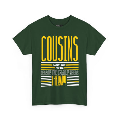 Cousins Therapy Tees, Family Reunion Shirt, Casual Wear, Gift for Cousins, Fun Family Quote Tee