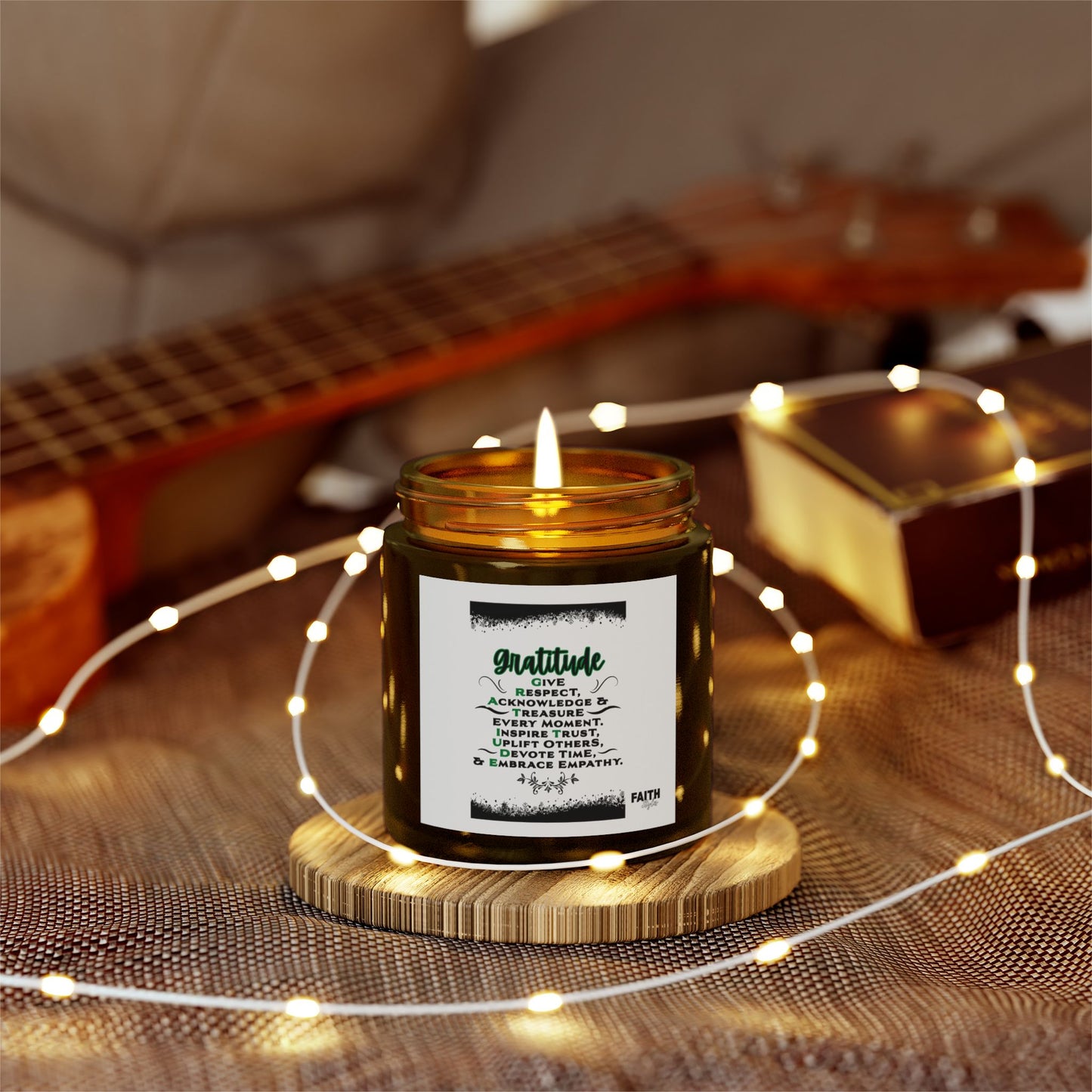 FaithStyles "GRATITUDE" Scented Wax Candles, Coconut Apricot Wax (4oz, 9oz)