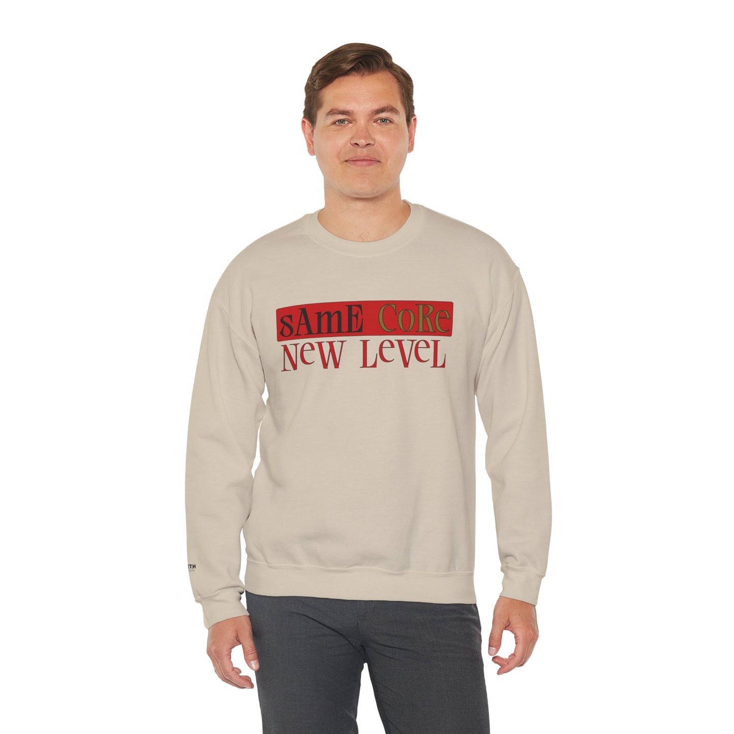 Crewneck Sweatshirt — "Same Core New Level" Graphic Pullover