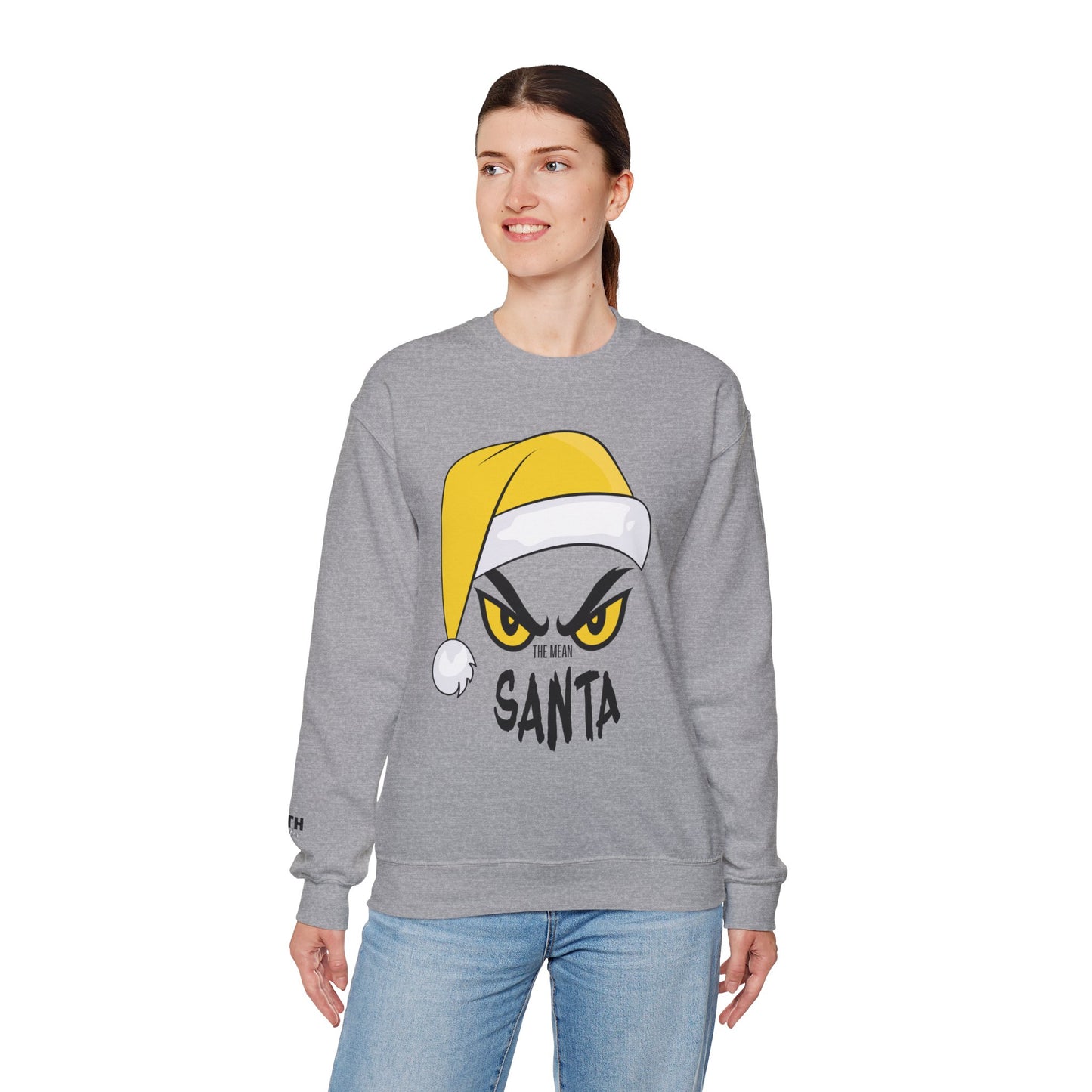 The Mean SANTA Sweatshirt -  Holiday Crewneck - Yellow
