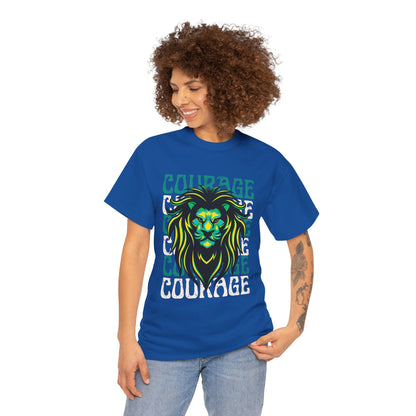 Courageous Lion Tee, Motivational Shirt, Unisex Cotton T-Shirt, Gift for Strength, Inspirational Apparel, Courage Theme