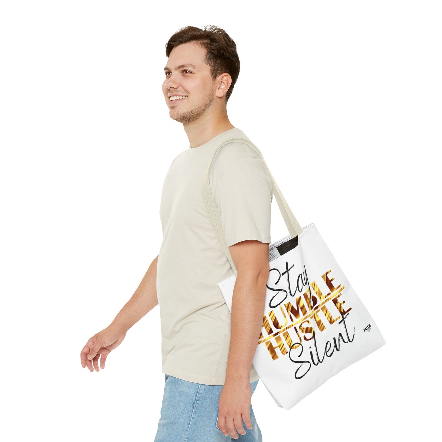 FaithStyles Stay Humble Hustle Silent Tote Bag — Motivational Leopard Print Canvas Tote