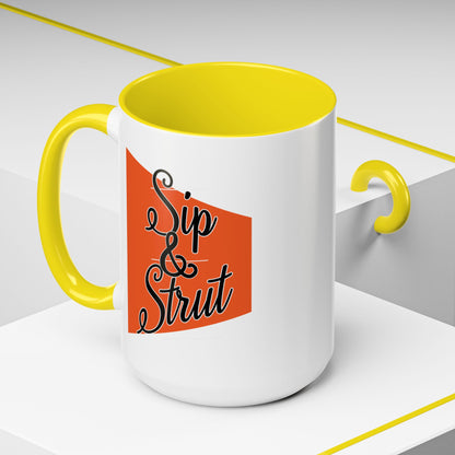 Accent Coffee Mug (11, 15oz) - Sip & Strut Design, Perfect Gift for Coffee Lovers, Home Office Decor, Unique Holiday Present, Ceramic [...]