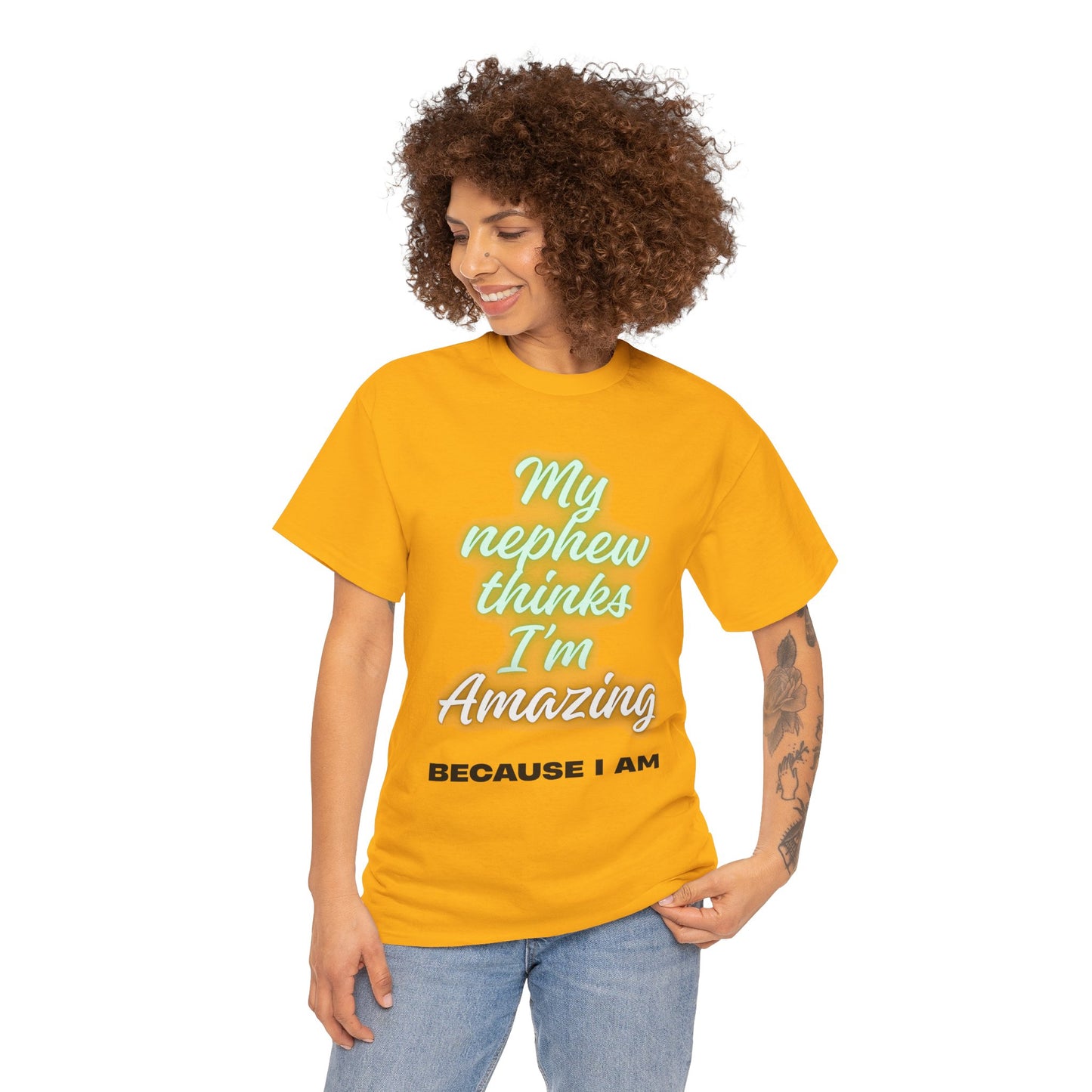 Unisex Heavy Cotton Tee - My Nephew Thinks I'm Amazing, Perfect Gift for Family, Birthday Tee, Funny Quote Shirt, Casual Wear, Gifts [...]
