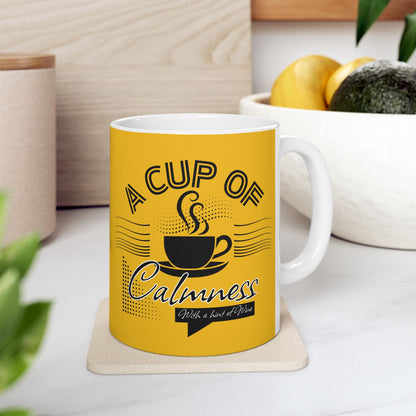 FaithStyles Coffee Lover Ceramic Mug — "A Cup of Calmness" Inspirational Yellow Coffee Mug (11oz, 15oz)
