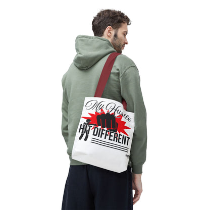 FaithStyles Motivational 'My Hustle, Hit Different' Graphic Tote Bag