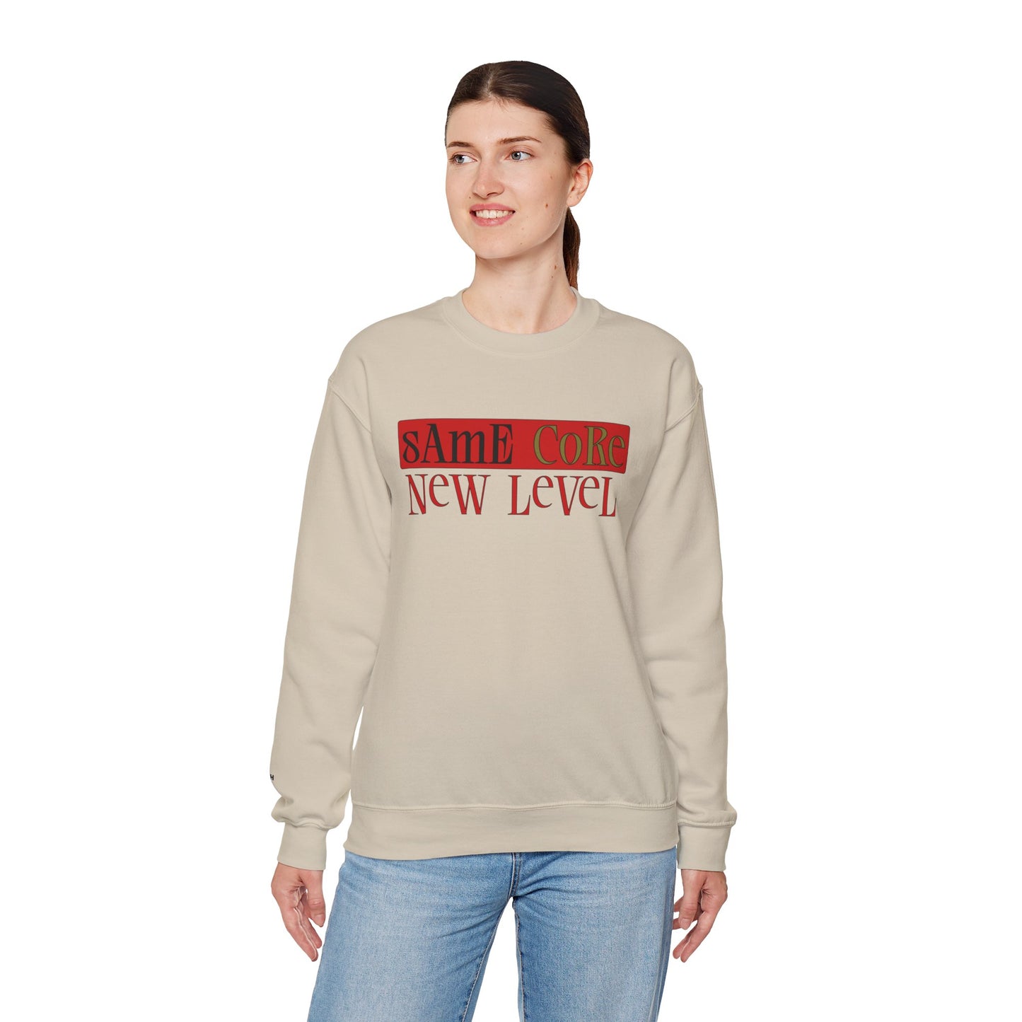 Crewneck Sweatshirt — "Same Core New Level" Graphic Pullover