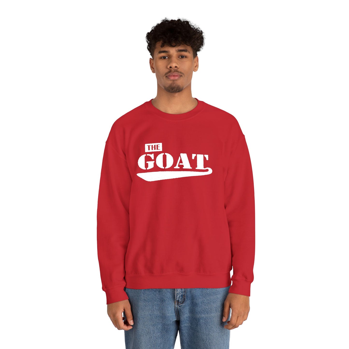 NEW FaithStyles Embroidery The GOAT Crewneck Sweatshirt – Bold White Graphic Pullover