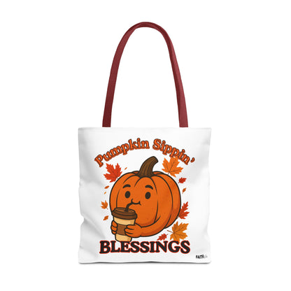 FaithStyles Autumn Pumpkin Blessings Tote Bag | Fall Bag, Cute Tote, Gift for Her, Thanksgiving, Coffee Lovers, Halloween Decor
