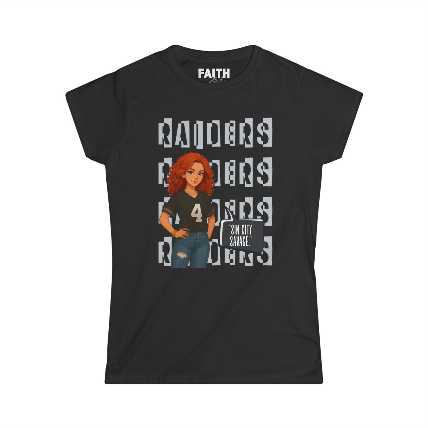 Raiders-Inspired Women’s Softstyle Tee, Casual Sports Shirt, Football Fan Apparel, Gameday Outfit, Gift for Her