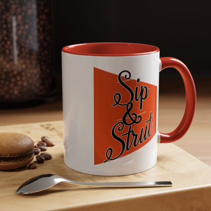 Accent Coffee Mug (11, 15oz) - Sip & Strut Design, Perfect Gift for Coffee Lovers, Home Office Decor, Unique Holiday Present, Ceramic [...]