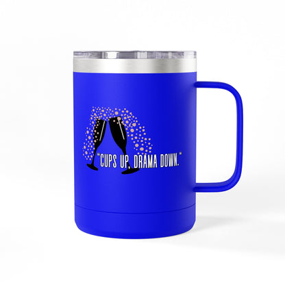 Celebratory Coffee Mug Tumbler, Cheers Gift for Friends, 15oz Drinkware for Parties, Birthdays, Wedding, Fun Gatherings