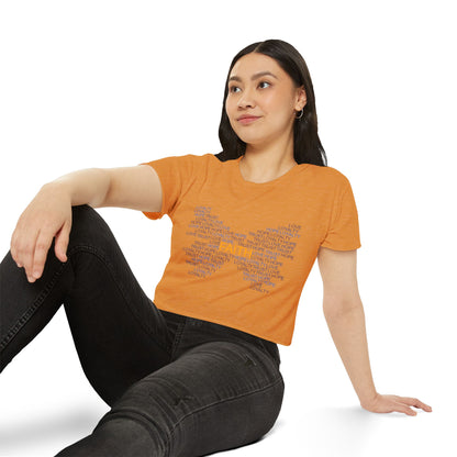 Women's Festival Crop Top with Faith Design, Boho Style Tee, Summer Festival Top, Inspirational Apparel, Gift for Her