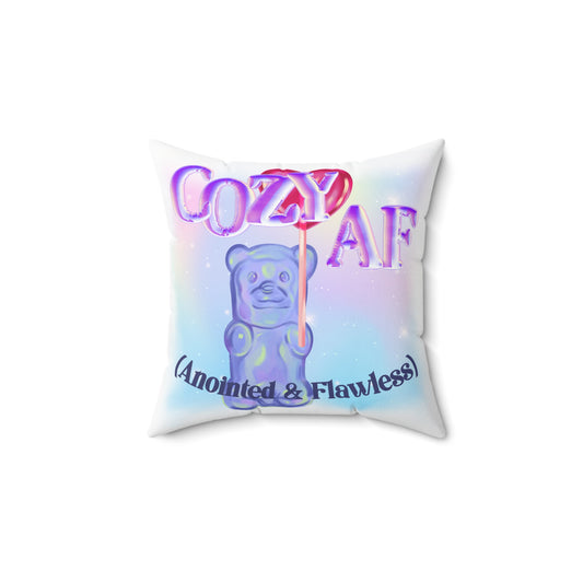 Colorful Cozy AF Square Pillow - Cute Home Decor, Gift for Friends, Plush Cushion, Holiday Decoration, Soft Throw Pillow