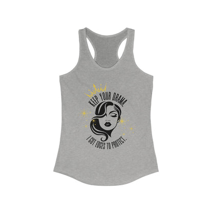 Empowering Women's Racerback Tank - Keep Your Drama, Fitness Apparel, Casual Wear, Gift for Her, Workout Top, Motivational Clothing