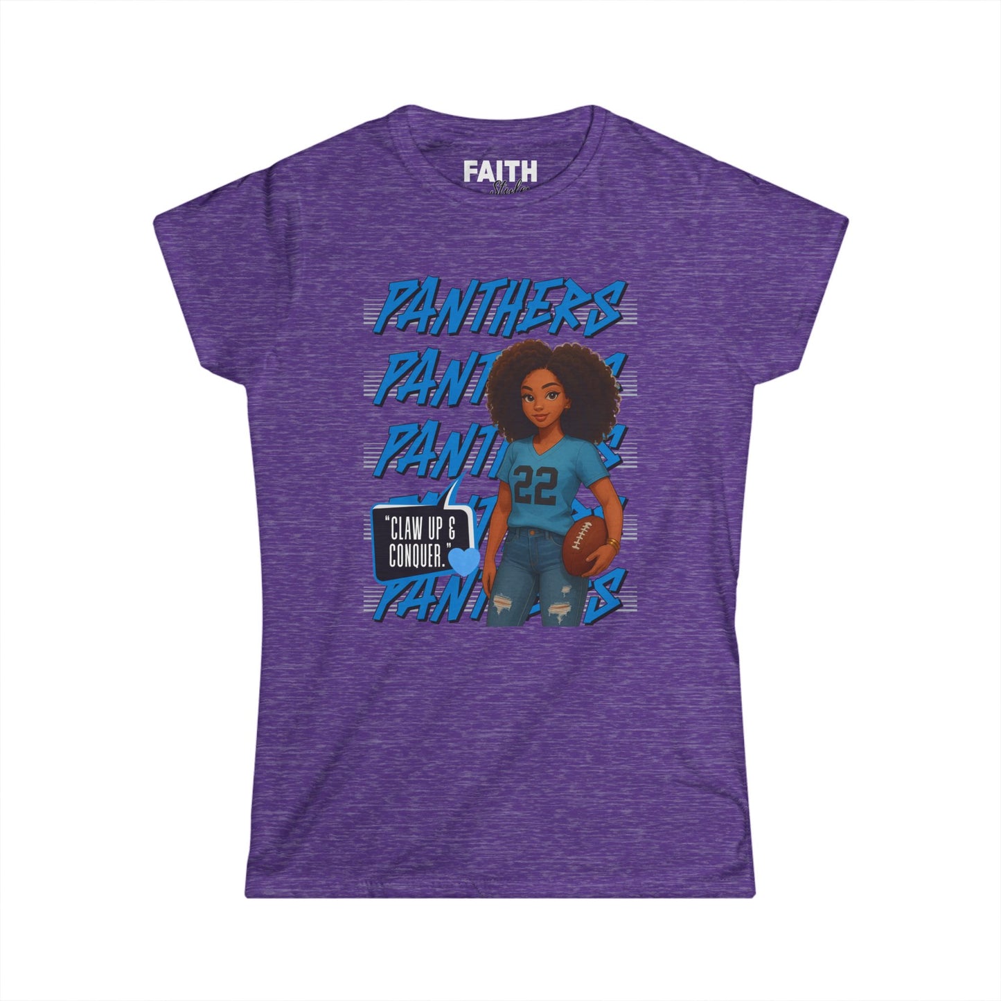 Panthers Cheer Women's Softstyle Tee, Cute Graphic Tee for Football Fans, Sportswear for Game Days and Events, Gift for Cheerleaders