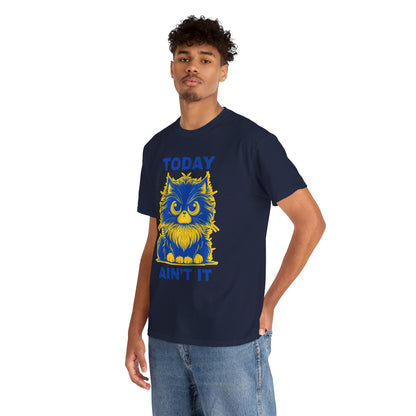 Funny Cat Tee - 'Today Ain't It' Unisex Heavy Cotton T-Shirt