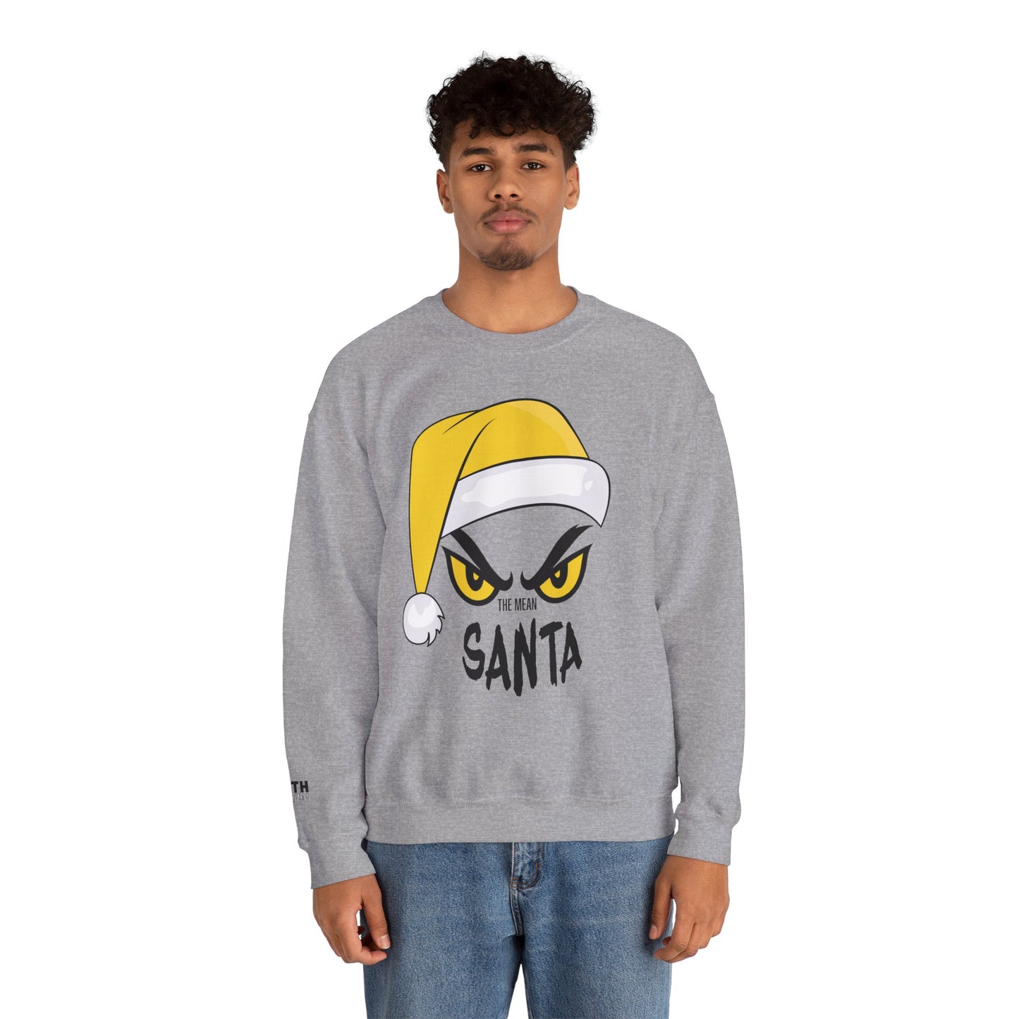 The Mean SANTA Sweatshirt -  Holiday Crewneck - Yellow