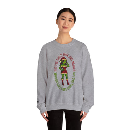 Holiday Goblin Girl Crewneck Sweatshirt — 'Favorite Snack' Christmas Sweatshirt