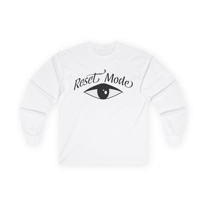 Reset Mode Long Sleeve Tee — Minimal Eye Graphic Spiritual Streetwear