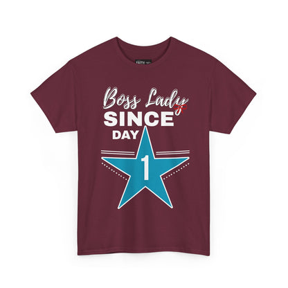 Boss Lady Since Day 1 Tee - Unisex Heavy Cotton Shirt, Perfect for Bosses, Gifts, Celebrations, Fun Occasions, Casual Wear