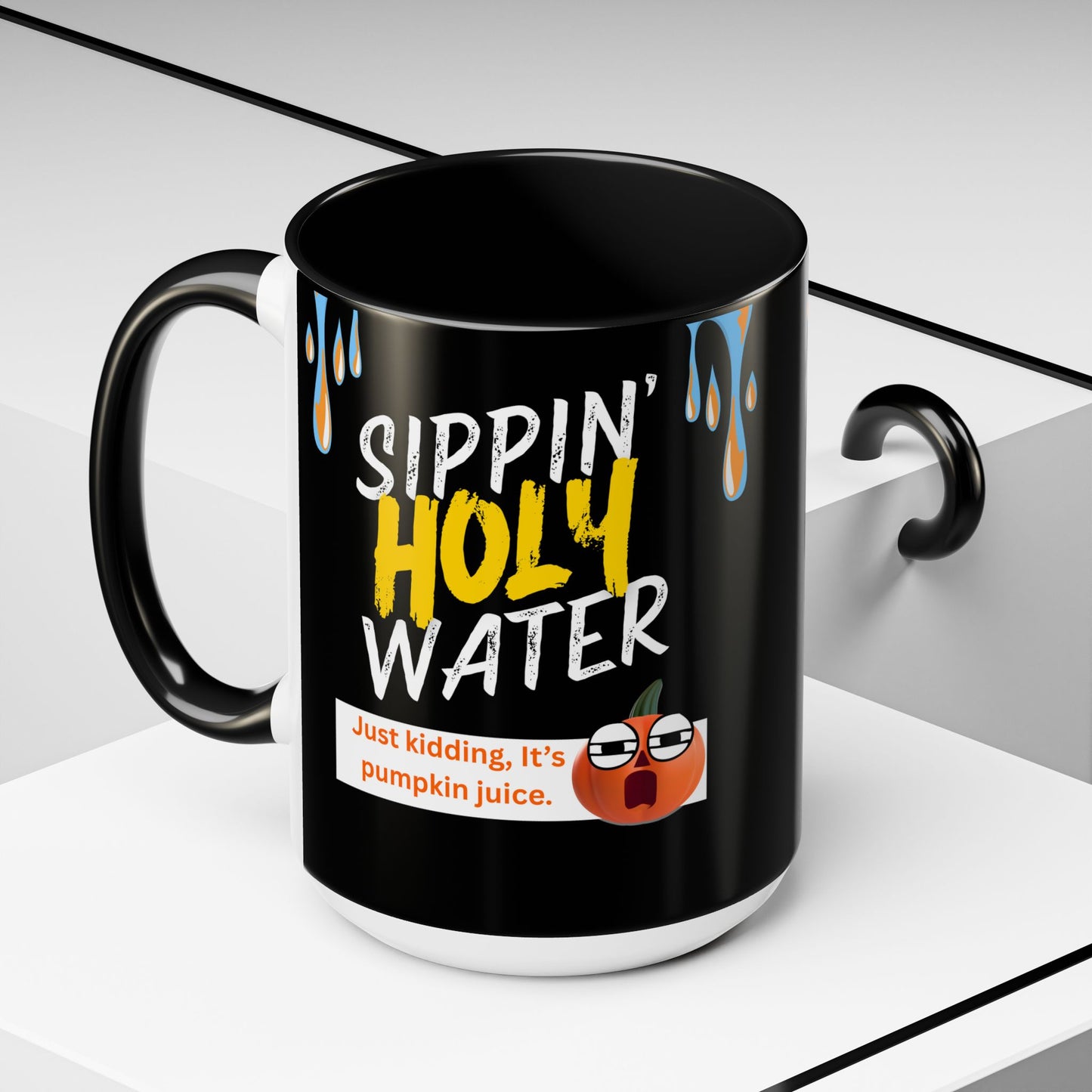 Sippin' Holy Water Coffee Mug, Funny Pumpkin Juice Mug, Halloween Coffee Cup, Unique Gift for Fall, Cute Office Mug, Quirky Kitchenware