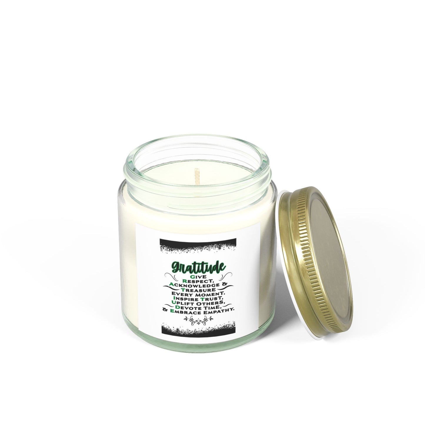 "GRATITUDE" Scented Candles, Coconut Apricot Wax (4oz, 9oz)