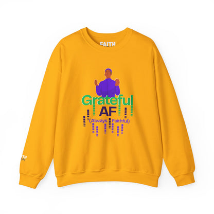 Male Grateful AF Unisex Crewneck Sweatshirt | Cozy Gift for Friends, Thanksgiving Apparel, Everyday Comfort, Gratitude Expression