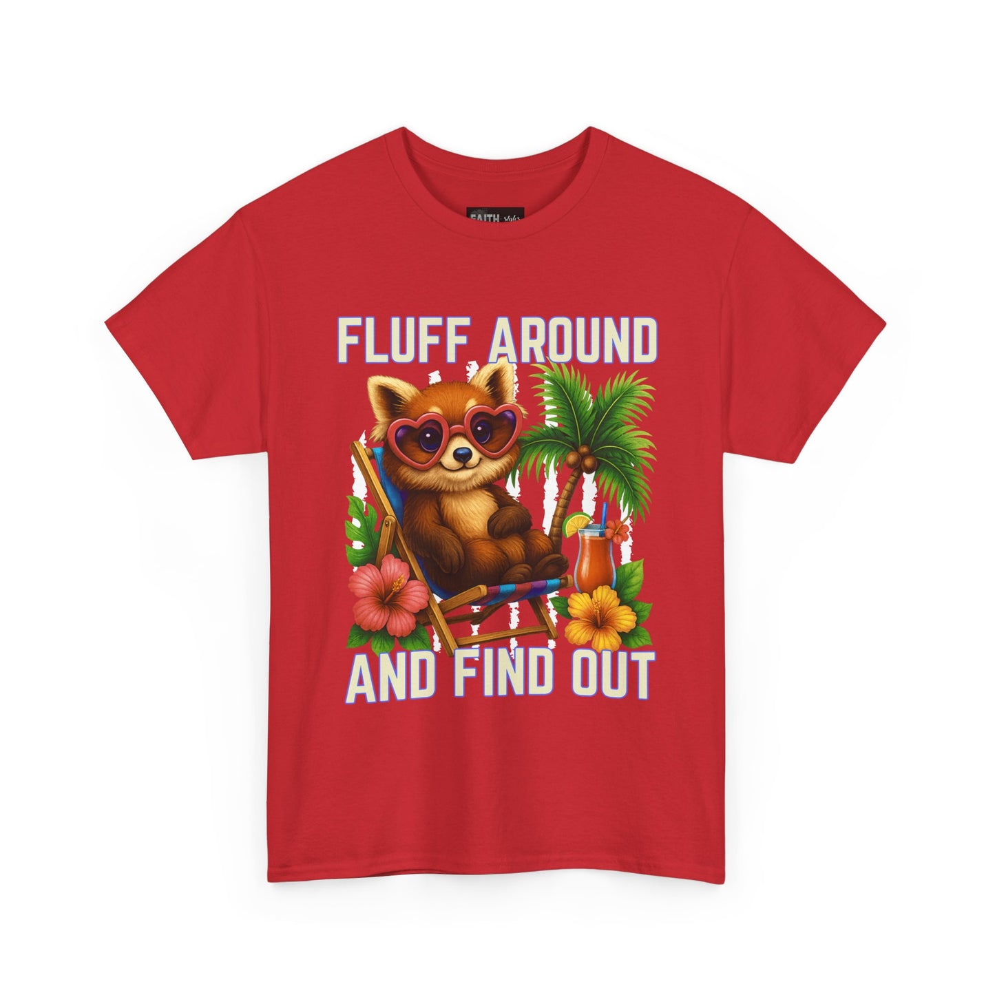 Tropical Cat Tee: Fluff Around and Find Out, Cute Graphic Shirt, Summer Outfit, Unisex Casual Wear, Gift for Animal Lovers