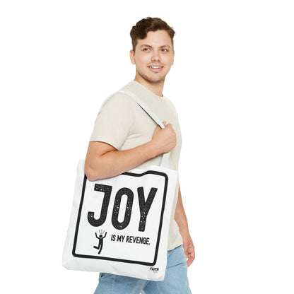 FaithStyles Joy Is My Revenge Tote Bag — Inspirational Graphic Canvas Tote