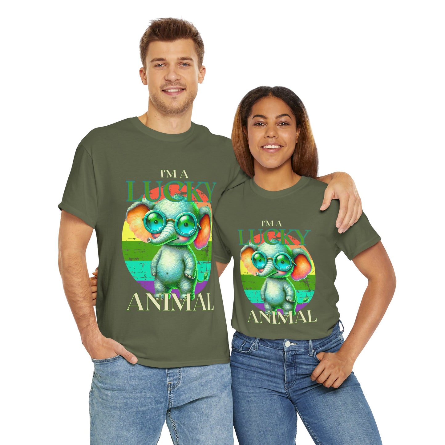 Lucky Animal Unisex Heavy Cotton Tee, Cute Gift for Animal Lovers, Casual Streetwear, St. Patrick's Day, Birthday Apparel