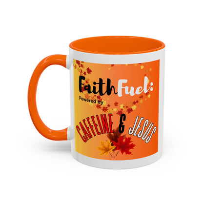 FaithFuel Caffeine & Jesus Mug - Fall Coffee Cup, Inspirational Gift, Autumn Decor, Home Office Supplies, Religious Mug