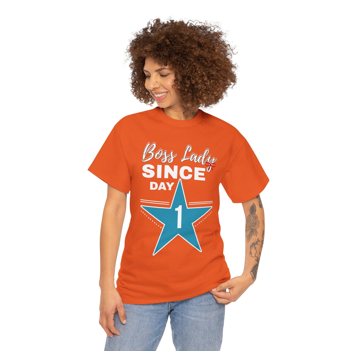 Boss Lady Since Day 1 Tee - Unisex Heavy Cotton Shirt, Perfect for Bosses, Gifts, Celebrations, Fun Occasions, Casual Wear