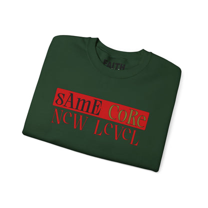 Crewneck Sweatshirt — "Same Core New Level" Graphic Pullover