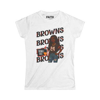 Browns Inspired Women’s Tee, Football Fan Shirt, Game Day Top, Sportswear for Her, NFL Gift for Her