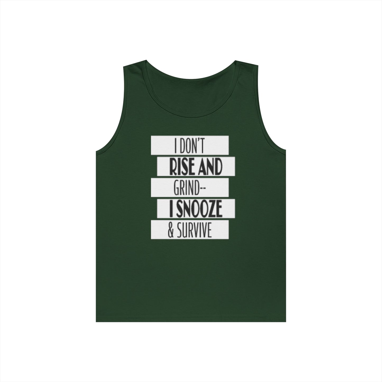 Heavy Cotton Tank Top with "I Don't Rise and Grind - I Snooze & Survive" Design - Relaxed Vibe, Perfect for Lazy Days, Gift for [...]