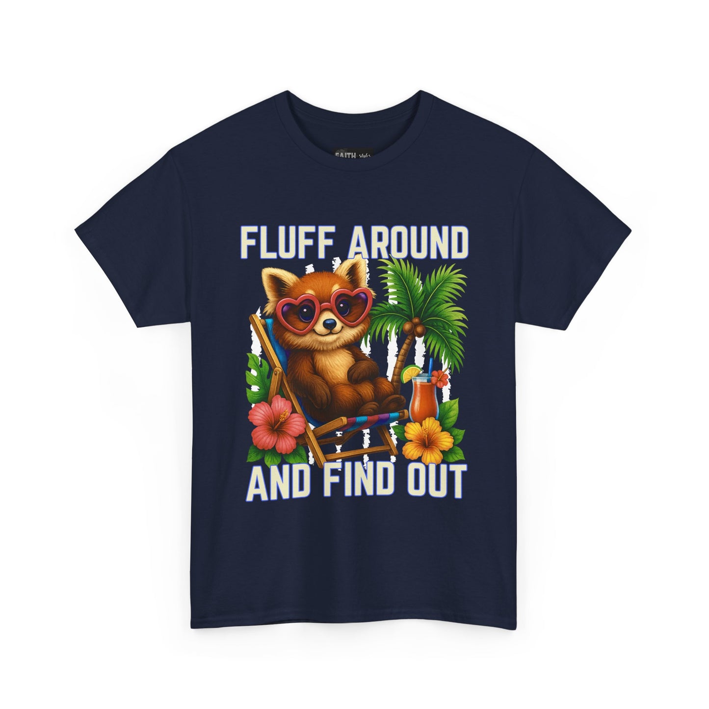 Tropical Cat Tee: Fluff Around and Find Out, Cute Graphic Shirt, Summer Outfit, Unisex Casual Wear, Gift for Animal Lovers